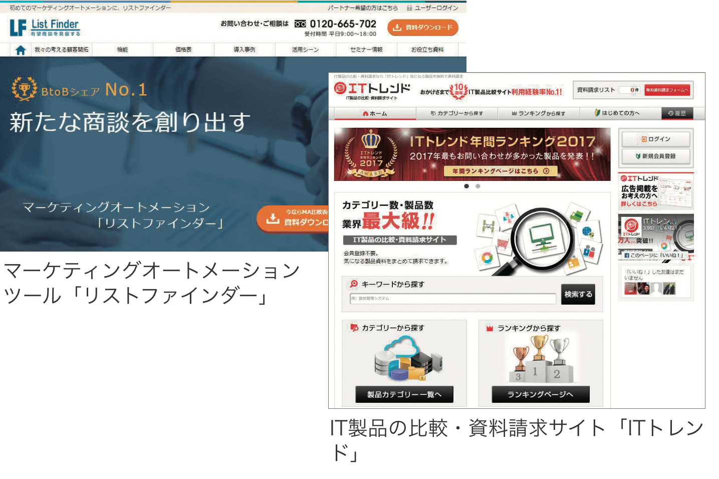 マーケティングオートメーションツール「リストファインダー」 IT製品の比較・資料請求サイト「ITトレンド」